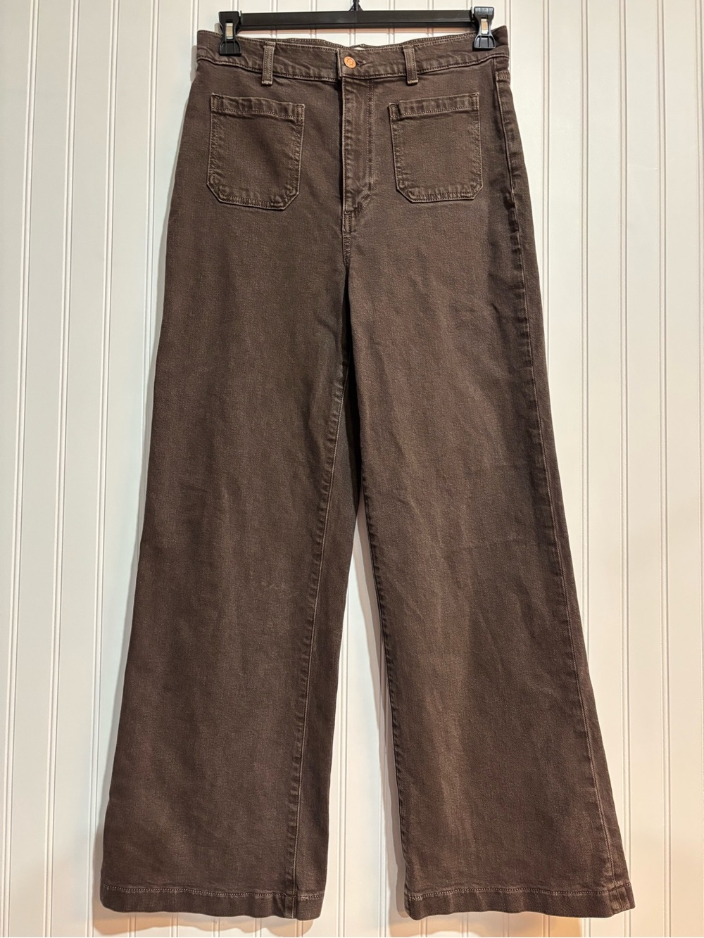 Wide Leg High-Rise Jeans in Chocolate Brown - Picture 5 of 8